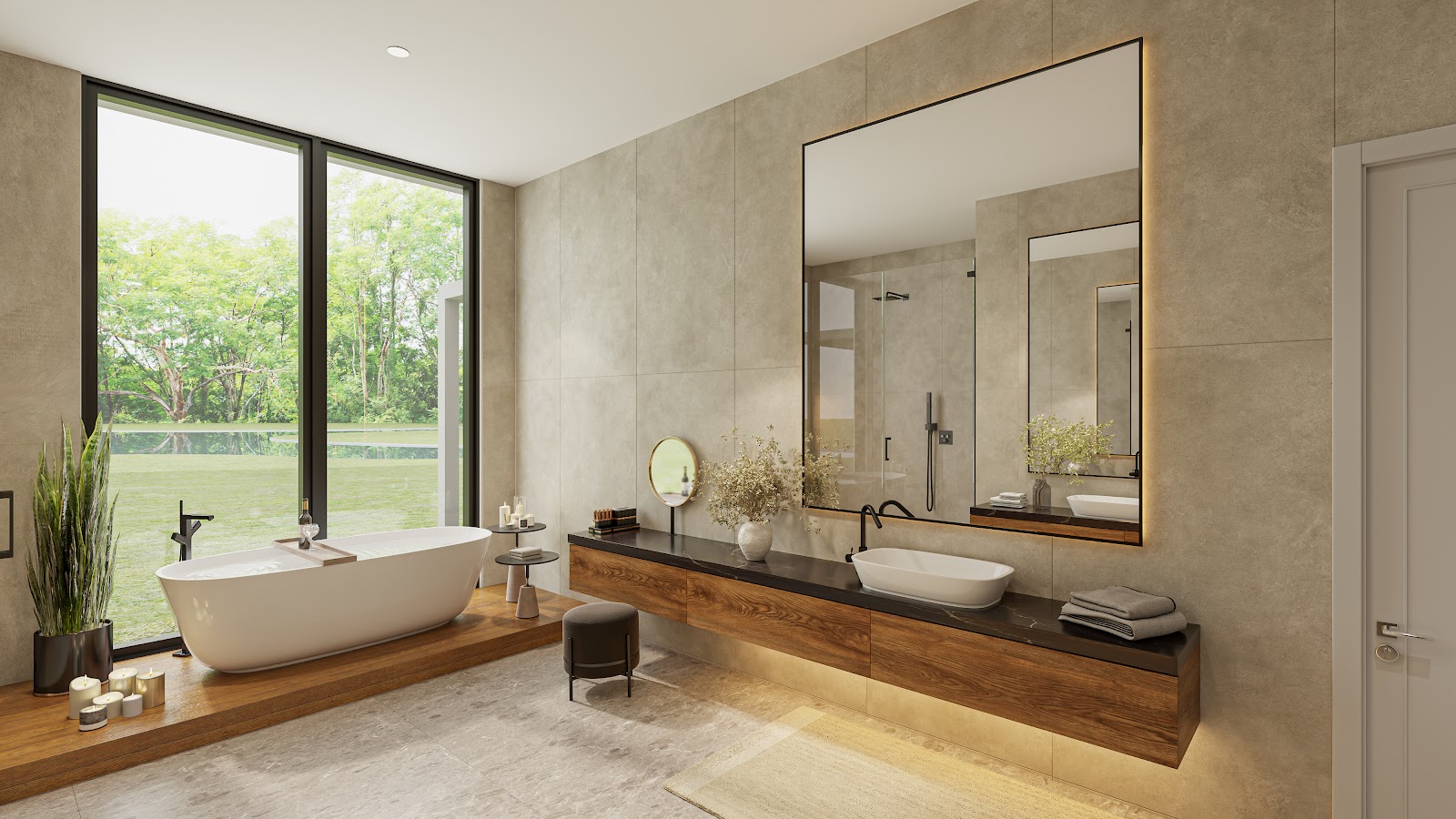 Freestanding Tub Bathroom Rendering