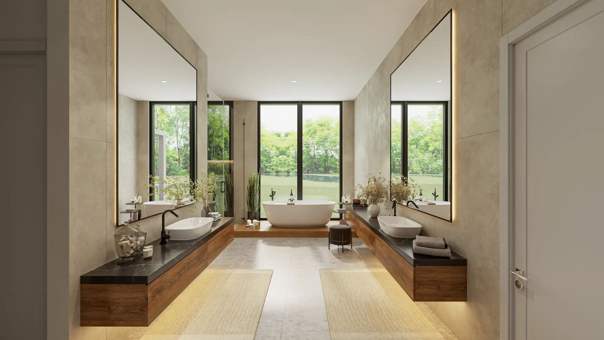 Spa-Style Bathroom in a Multi-Generational Luxury Custom Home in Texas Spa-Style Bathroom in a Multi-Generational Luxury Custom Home in Texas
