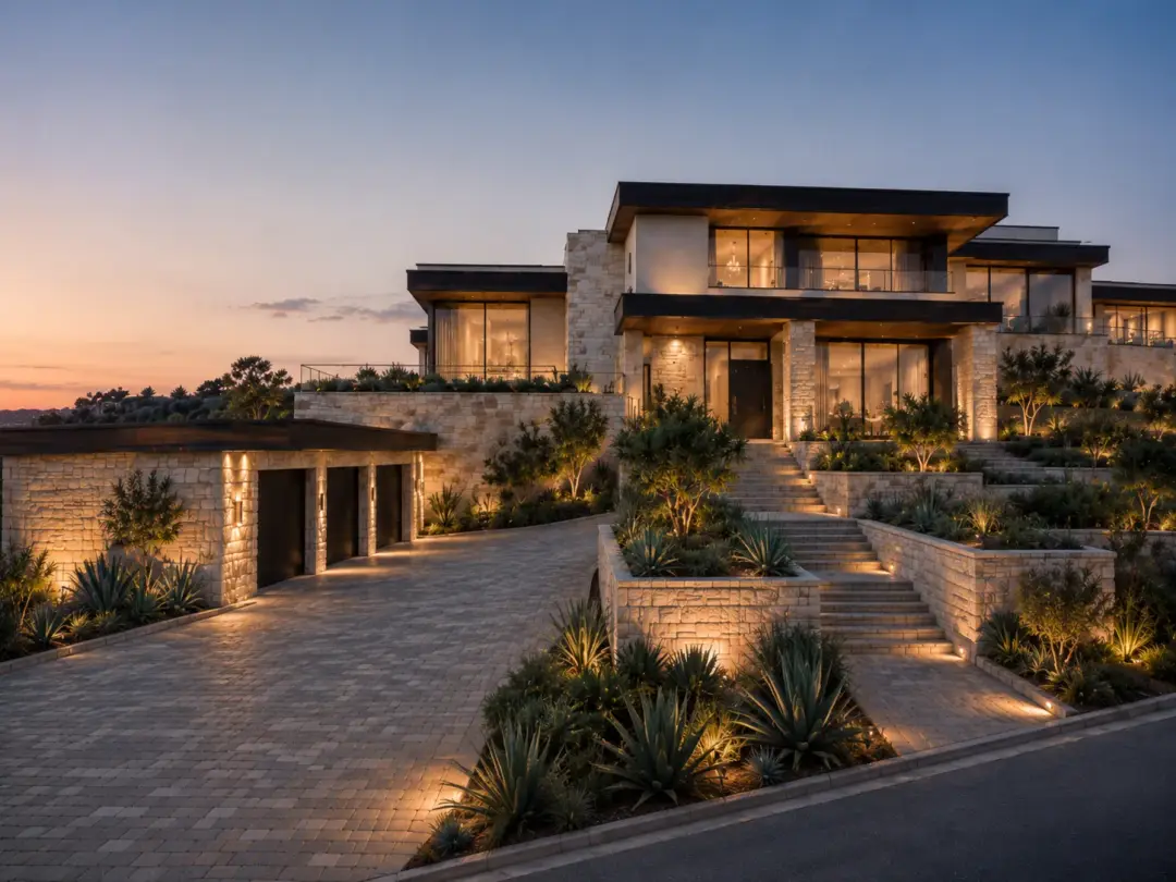 The Crest at Lake Travis — exterior at dusk